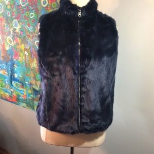 J Crew Navy Blue Faux Fur Vest